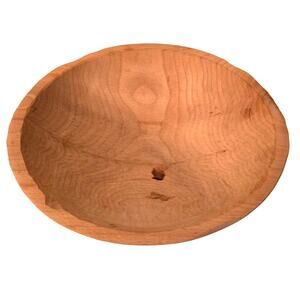 Wooden Bowl Carved Turned Primitive Organic Rustic Farmhouse Cottagecore 9.5IN